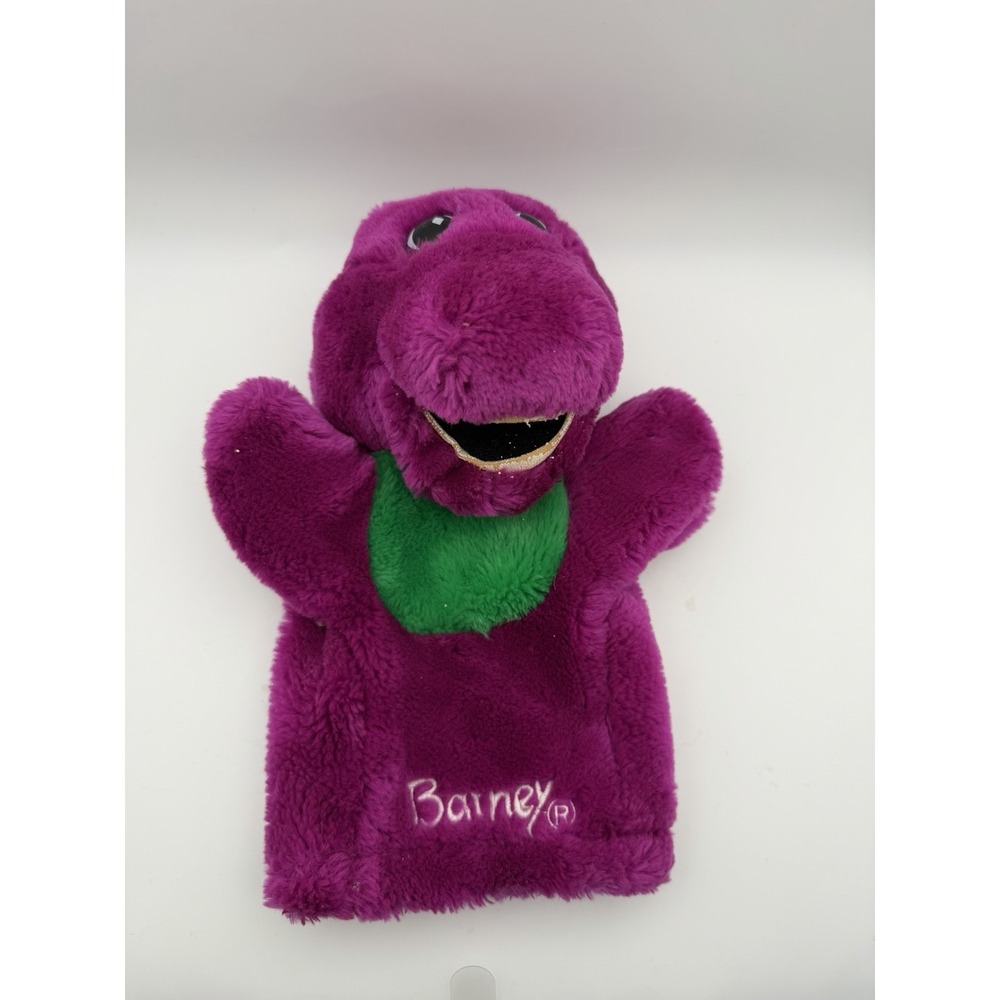Vtg 1992 9" Barney Hand Puppet Stuffed Plush Toy Lyons Group Dinosaur Friends